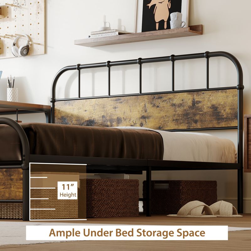 Tangkula Queen Size Bed Frame Industrial Platform Bed Frame w/ Under Bed Storage, 5 of 10