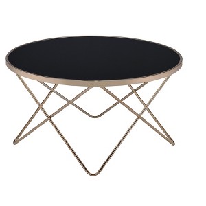 NicBex Modern 34" Round Coffee Table with Glass Top and Metal Legs for Living Room - 1 of 2