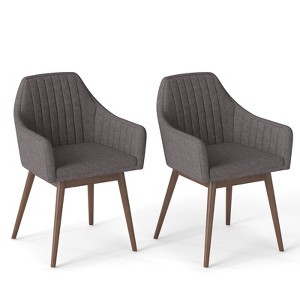 Costway Dining Chairs Set of 2 Upholstered Accent Chairs with Comfy Padded Backrest Beige/Black/Gray - 1 of 4