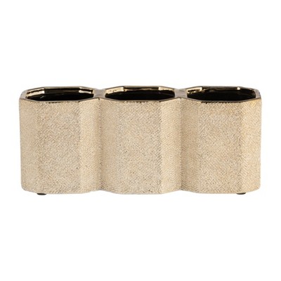 Sagebrook Home 10" Ceramic 3-cup Pen and Pencil Holder for Stylish Desktop Storage at Your Home or Office