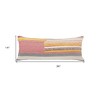 14" X 36" Orange Pink Black And Off-White 100% Cotton Striped Zippered Pillow - 3 of 4