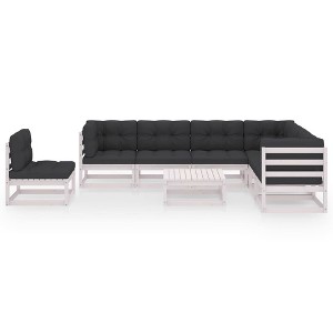 vidaXL 8 Piece Patio Lounge Set with Cushions White Solid Pinewood - White With Cushions - 1 of 4