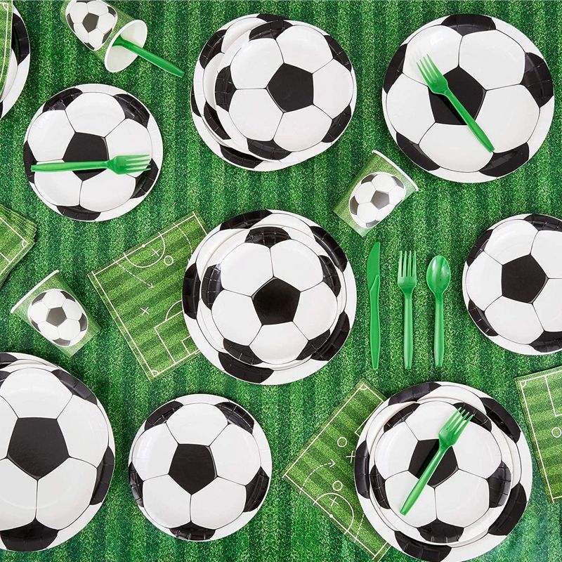Blue Panda 80 Pack Soccer Paper Plates for Sports Themed Birthday Party Supplies, 7 Inches, 3 of 8
