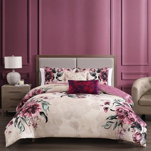 Bebejan Plum Haze 100% Cotton 5-Piece Reversible Comforter Set - 1 of 4
