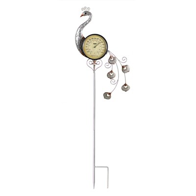 Swim Central 41.75" Iron Peacock Garden Stake Thermometer