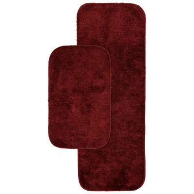 Finest Luxury Washable Nylon Shag Bath Rug, or Set in Chili Red