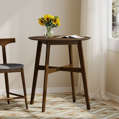36'' Round Counter Height Dining Table with Tapered Wood Legs and Sturdy Crossbar for Kitchen or Dining Room-The Pop Home