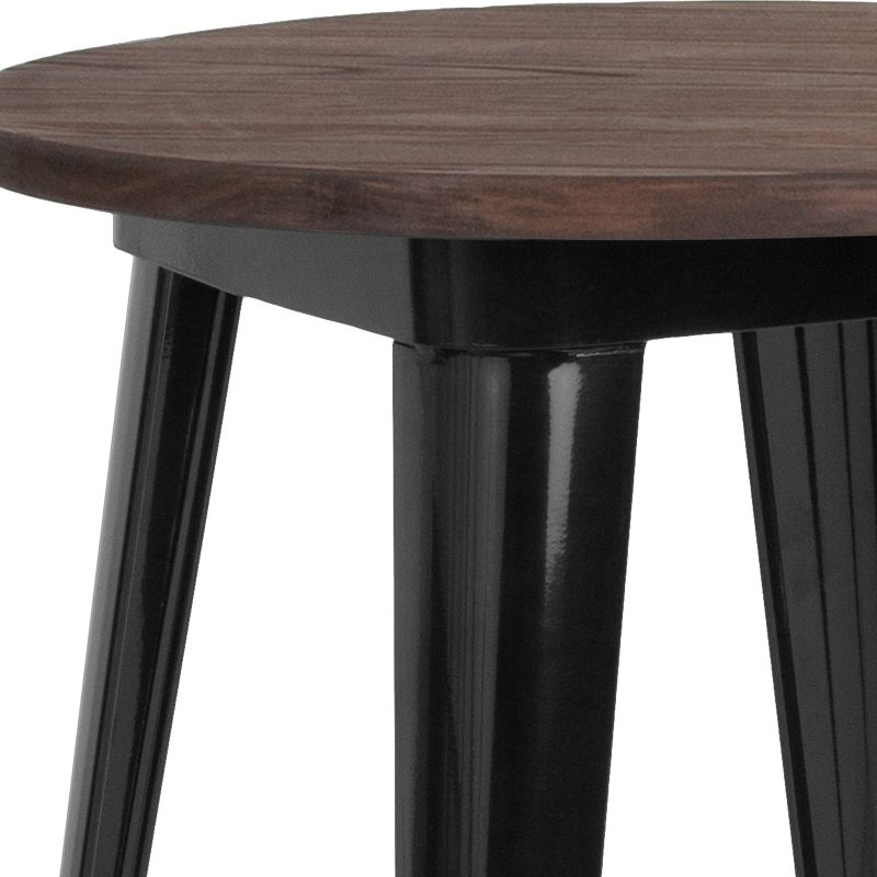 Flash Furniture 24" Round Metal Indoor Table with Rustic Wood Top, 2 of 5
