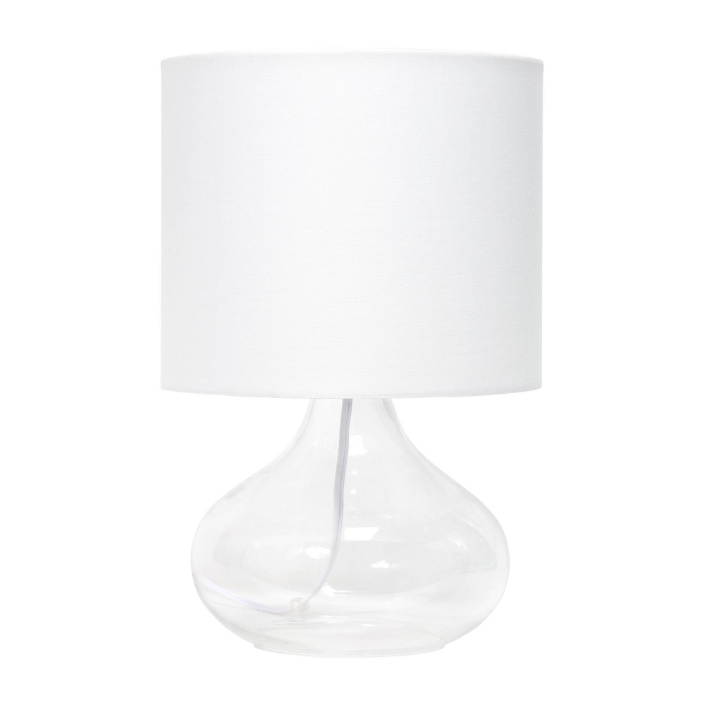 Photos - Floodlight / Street Light Glass Raindrop Table Lamp with Fabric Shade White - Simple Designs