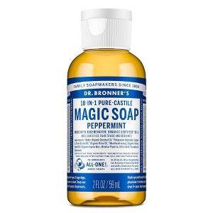 Dr. Bronner's Pure-Castile Peppermint Liquid Travel Soap - 2 fl oz - 1 of 4