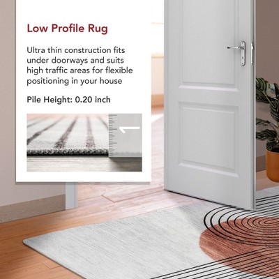 Burnt Orange Abstract Square Synthetic Washable Rug