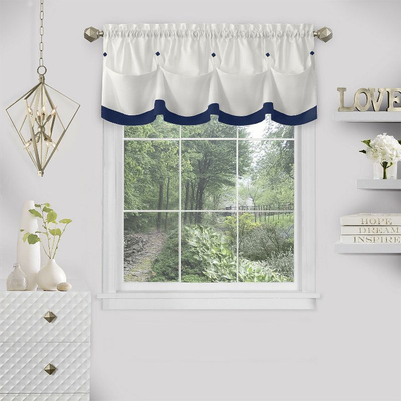 Kate Aurora Country Farmhouse Living Solid Colored Button Tuck Window Valance, 2 of 4