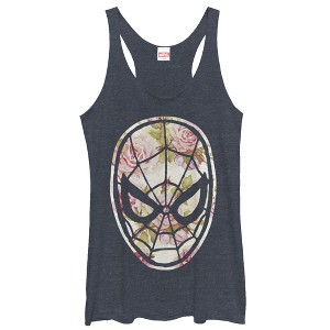 Women's Marvel Spider-Man Floral Print Racerback Tank Top - 1 of 4