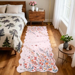 Washable Area Rug: Boho Floral Soft, Non-Slip Farmhouse Style – Living Room, Bedroom, Dining Room, Nursery - 1 of 4