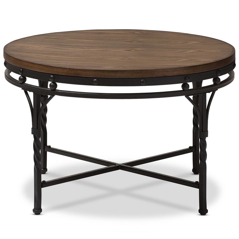 Austin Vintage Industrial Round Coffee Cocktail Occasional Table - Antique Bronze - Baxton Studio, 3 of 7