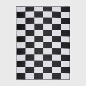 Playa Rug California Plastic Floor Mat Rectangle Woven Indoor Outdoor Rugs Black & White - 1 of 4