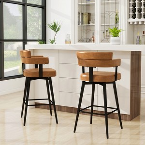 Vipbear Counter Height Swivel Barstools with Back Arms Bar Stools Set of 2 Modern Upholstered for Kitchen Island,Dining Room,Home Bar - 1 of 4