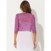 Allegra K Women's Elegant 3/4 Sleeve Sheer Floral Lace Cropped Bolero Shrugs - 4 of 4