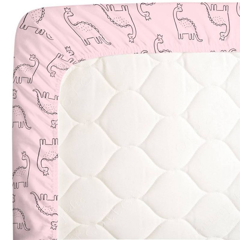 Carter&#39;s Dinosaur Princess Super Soft Fitted Crib Sheet - Pink, 2 of 6