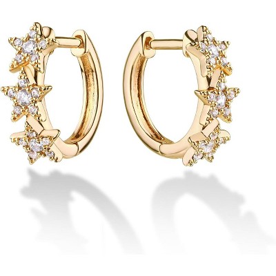 Cubic Zirconia Huggie Earrings 14k Gold Plated Tiny Earrings Small Huggie Hoop Earrings Simple Lightweight Hoops Gift for Women