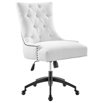 Regent Tufted Swivel Office Chair in Black & White Fabric