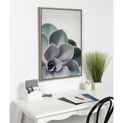 Gray and Green Succulent Framed Canvas Print, 23" x 33"