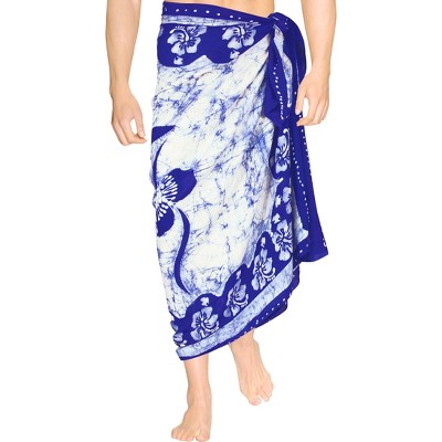 LA LEELA Men's Bath Trunk Summer Sarong Pareo Wraps One Size FloralBlue