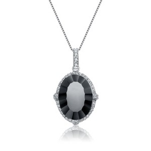 Guili Sterling Silver Cubic Zirconia and Deep Burgundy Cubic Zirconia Dangling Pendant Necklace - 1 of 2