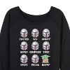 Women's - Star Wars - The Mandalorian Mandalorian Moods Lightweight French Terry Wide Neck Long Sleeve Graphic Shirt - 2 of 4