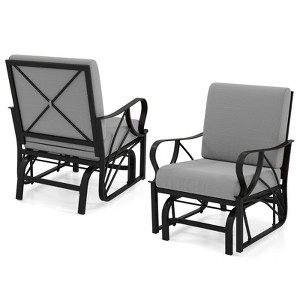 Tangkula 2PCS Patio Glider Chair Single Outdoor Rocking Chair w/ Seat & Back Cushions - 1 of 4