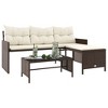 vidaXL L-Shaped Patio Sofa with Cushions and Coffee Table - Brown Poly Rattan Outdoor Lounge Set with Washable Covers for Garden, Terrace, Deck - 4 of 4