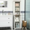 MOEPISY Slim Bathroom Storage Cabinet with Triple Open Shelves, Wooden Freestanding Linen Tower with Door and Shelf Adjustability - 4 of 4