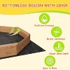 Wooden Sandbox with Benches, Protective Cover, Drainage Liner, Outdoor Play Area for 6-8 Kids - 4 of 4