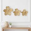 Decorative Sold Wall Hanging Flower Design - Ornamental Hanging Wall Decor, Living Room Decor, or Home Decor Accents - Set of 3, 18", Gold - 2 of 4