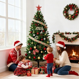 7.5Ft Slim Pre-Lit Artificial Christmas Tree, Perfect Holiday Decoration for Home, Office, and Seasonal Celebrations, Easy Setup and Maintenance - 1 of 4