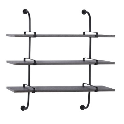 Industrial Wood Wall Shelf Gray - Olivia & May