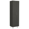 Cleaning Cabinet with Five Shelves and Broom Hangers, Black / White - 3 of 4