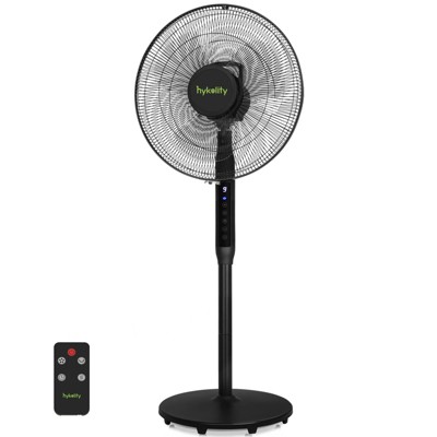HYKOLITY Oscillating Pedestal Fan, 16 in Ultra Quiet Standing Fan with Remote and Timer 9 Speed Setting Air Circulator with DC Motor for Bedroom