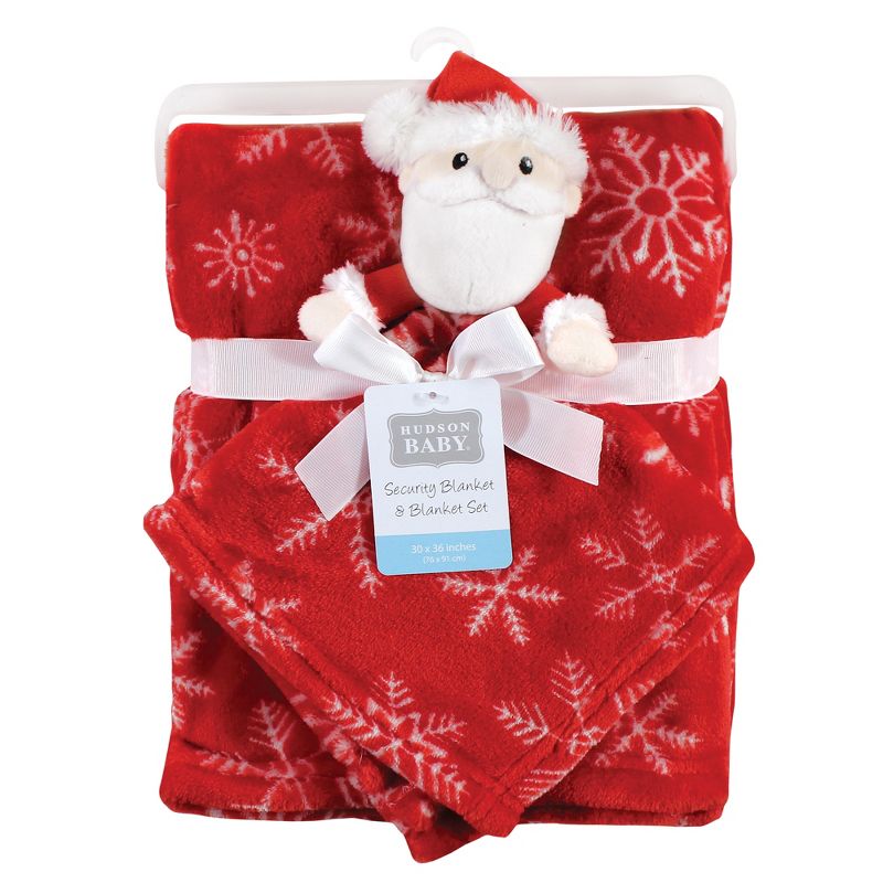 Hudson Baby Unisex Baby Plush Blanket with Security Blanket, Santa Snowflake, One Size, 2 of 5