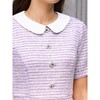 INSPIRE CHIC Women's Tweed Short Sleeve Peter Pan Collar Cocktail Wedding Pencil Dresses - 4 of 4