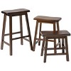 Legacy Decor Set of 2 Distressed Saddleback Wooden Stools - 2 of 4