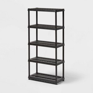 5 Tier Plastic Shelf Unit Black - Brightroom™: Utility Storage Shelving, 5 Open Shelves, 150 lb Capacity, 73.5" Height - 1 of 3