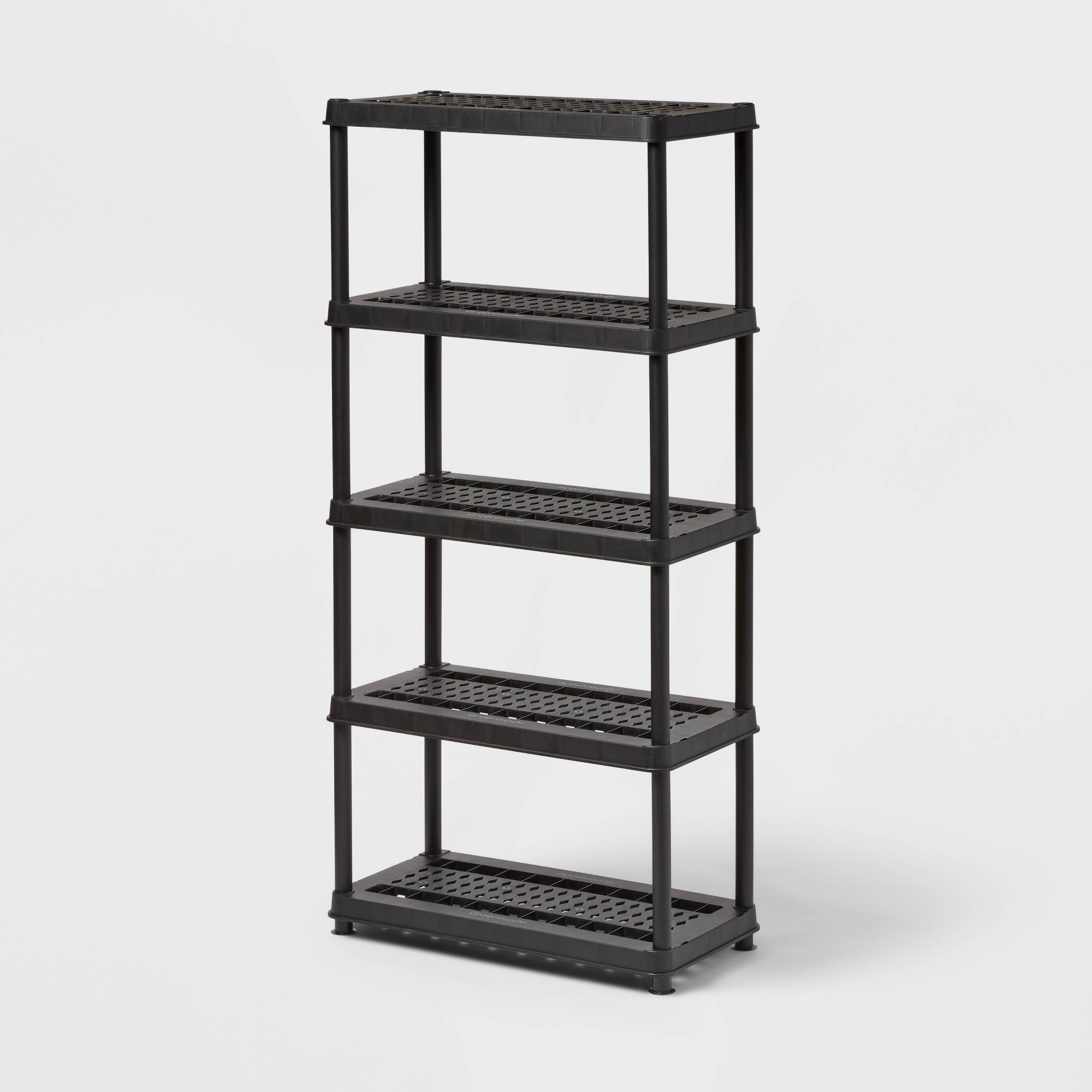 5 Tier Plastic Shelf Unit Black - Brightroom™