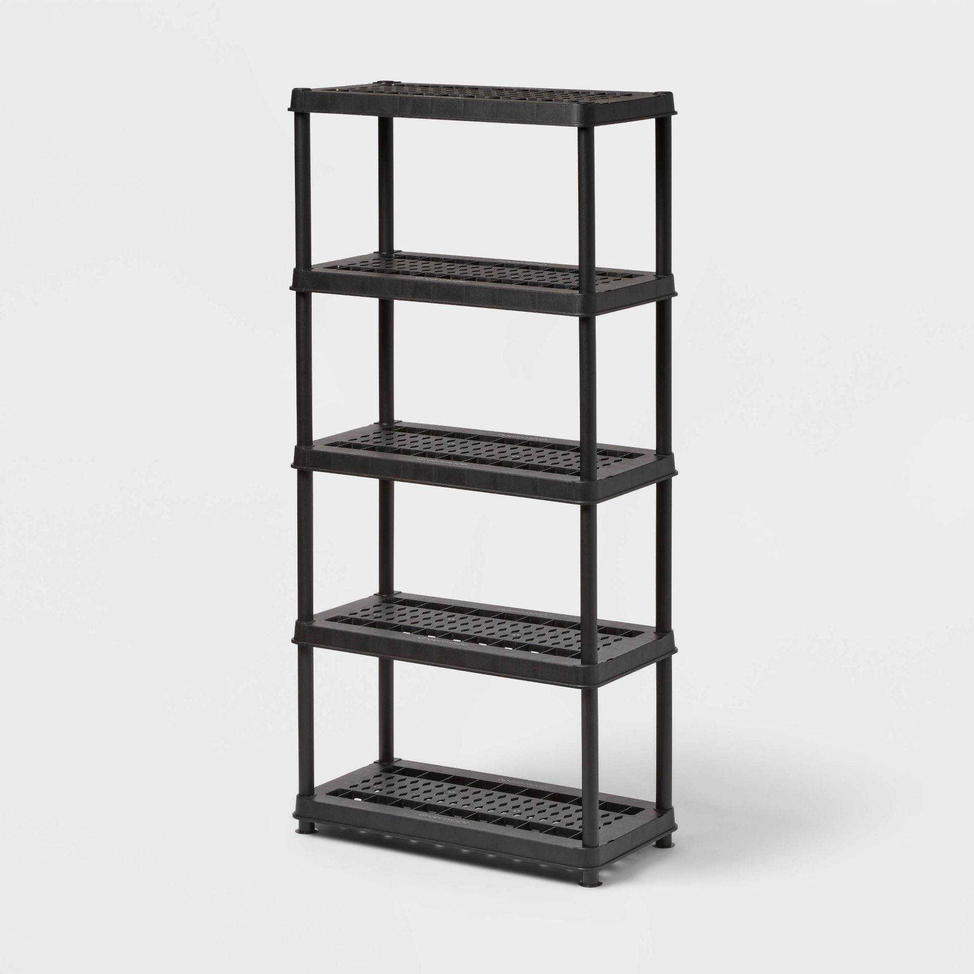 5 Tier Plastic Shelf Unit Black - Brightroom™: Utility Storage Shelving, 5 Open Shelves, 150 lb Capacity, 73.5" Height