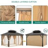 10X12 FT Outdoor Galvanised Steel Hardtop Gazebo Double Roof With Netting & Curtain - 4 of 4