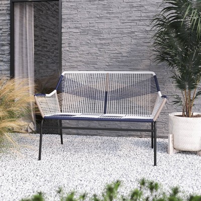 Outdoor Wrapped Rope Loveseat - Gray - TK Classics