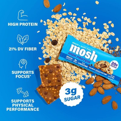 MOSH Oatmeal Chocolate Chip High Protein Bars with Creatine - 20g Protein - 8.44oz/4ct