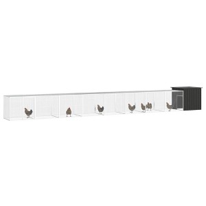 vidaXL Galvanized Steel Chicken Cage - Anthracite, 354.3"x35.8"x39.4", Perfect for Chickens, Poultry, Birds - 1 of 4