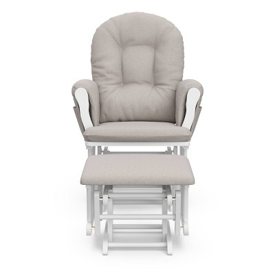 White and Taupe Swirl Glider with Ottoman Set