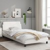 vidaXL Elegant White Faux Leather Bed Frame with Waved Design and Headboard - 39.4"x74.8" - Durable & Stain-Resistant Material - 3 of 4